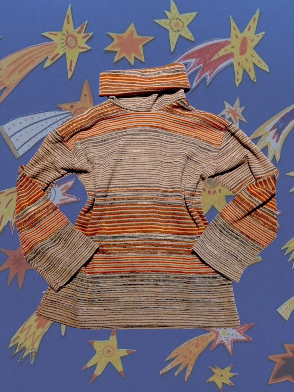Vintage 70s Devon Striped Turtleneck Top